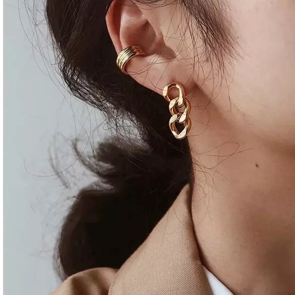 “Intentions” Chain Link Minimalist Boho Indie Streetwear Fashion Dainty Earrings - Picture 9 of 12